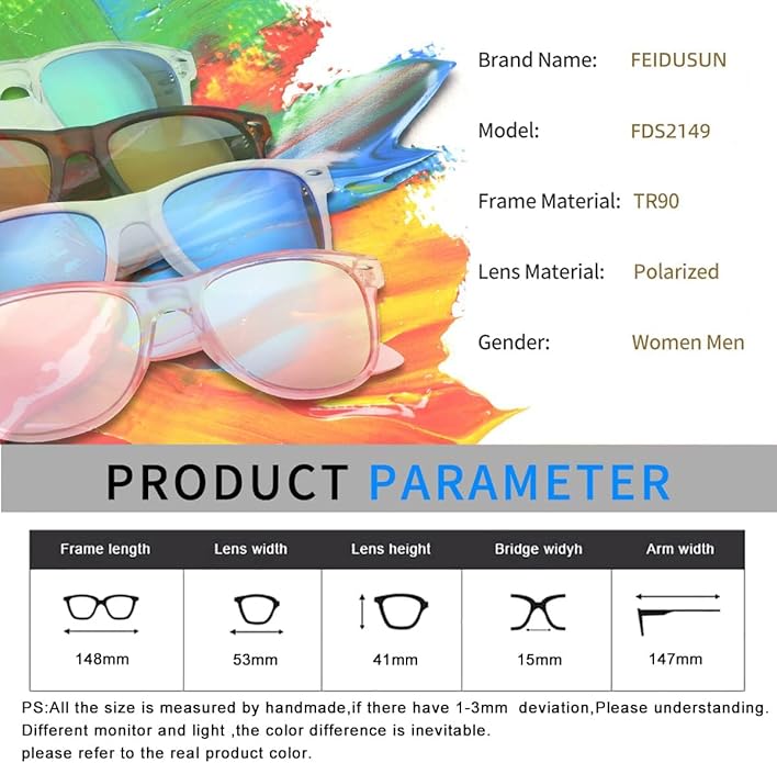 FEIDUSUN Sunglasses Men Polarized Sunglasses for Mens and Womens,Black Retro Sun Glasses Driving Fishing UV Protection