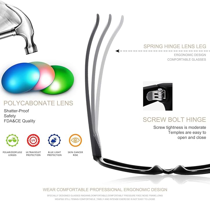 FEIDUSUN Sunglasses Men Polarized Sunglasses for Mens and Womens,Black Retro Sun Glasses Driving Fishing UV Protection